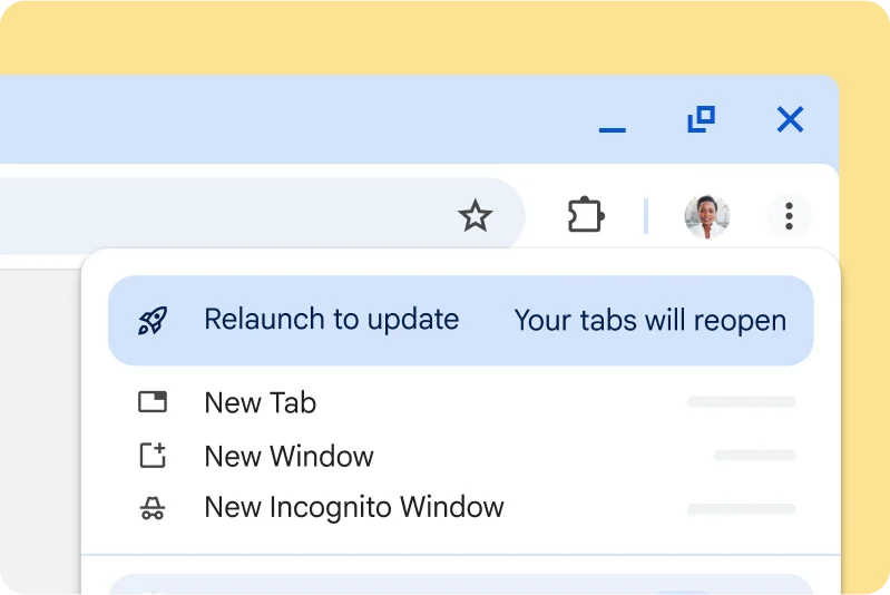 Chrome UI alerting that there's a pending update